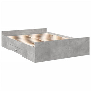 vidaXL Bed Frame with Drawers Concrete Grey 120x200 cm Engineered Wood