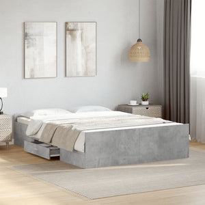vidaXL Bed Frame with Drawers Concrete Grey 120x200 cm Engineered Wood