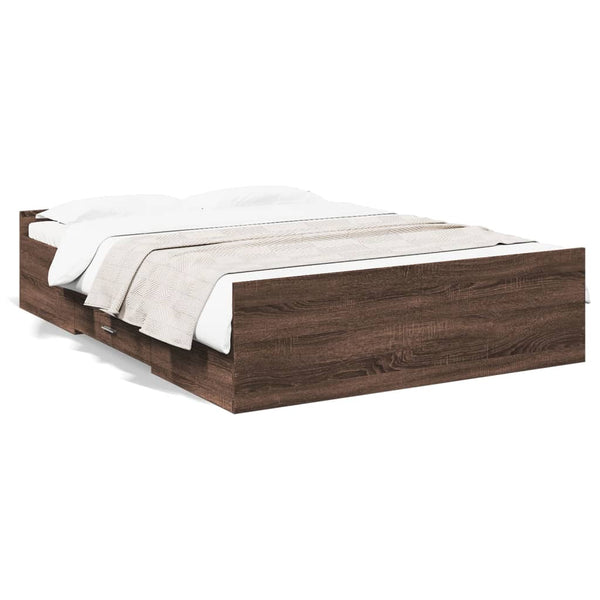 vidaXL Bed Frame with Drawers Brown Oak-look 120x200 cm