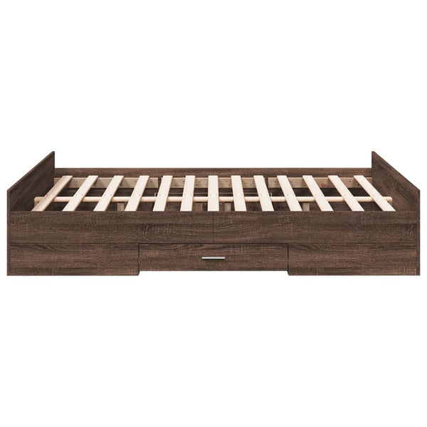 vidaXL Bed Frame with Drawers Brown Oak-look 120x200 cm