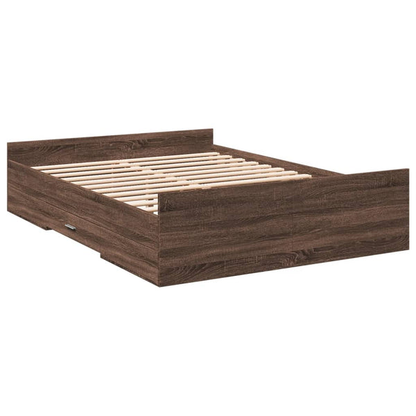 vidaXL Bed Frame with Drawers Brown Oak-look 120x200 cm