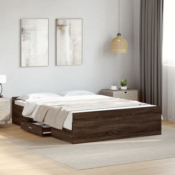 vidaXL Bed Frame with Drawers Brown Oak-look 120x200 cm