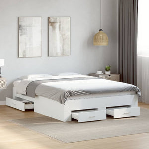 vidaXL Bed Frame with Drawers White 120x200 cm Engineered Wood