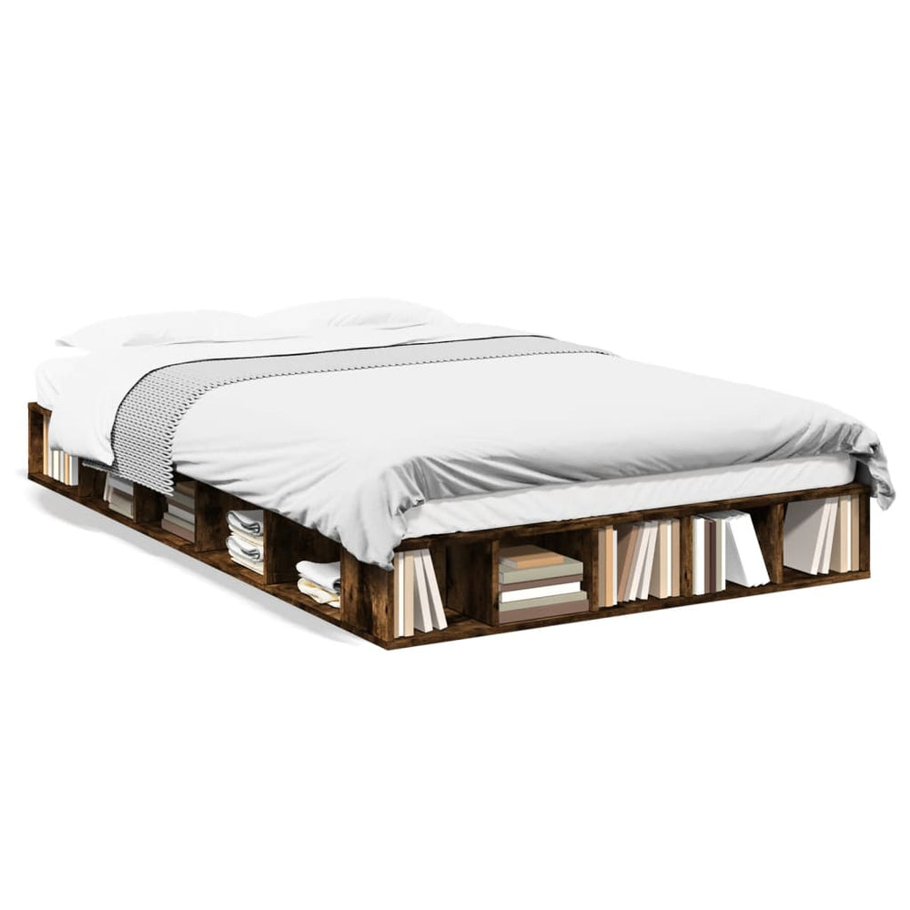 vidaXL Bed Frame Smoked Oak 140x190 cm Engineered Wood