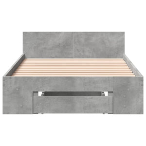 vidaXL Bed Frame with Drawer Concrete Grey 90x190 cm Engineered Wood