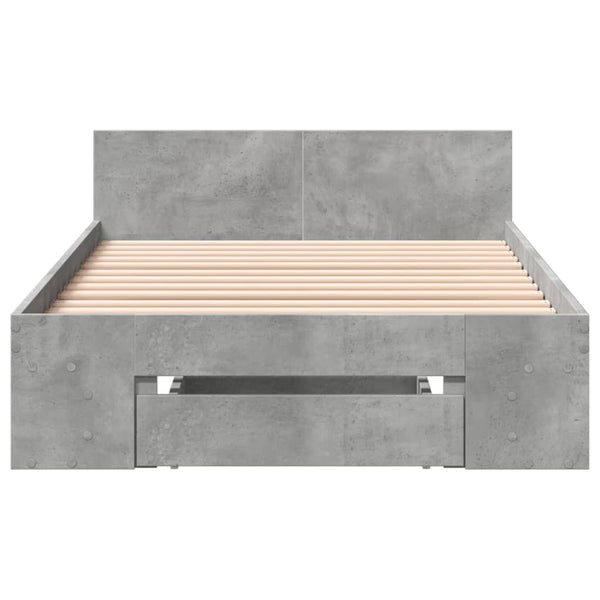 vidaXL Bed Frame with Drawer Concrete Grey 90x190 cm Engineered Wood