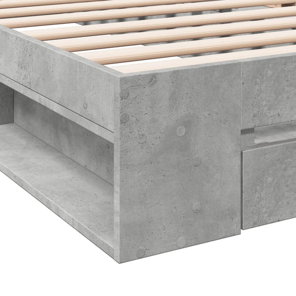 vidaXL Bed Frame with Drawer Concrete Grey 90x190 cm Engineered Wood