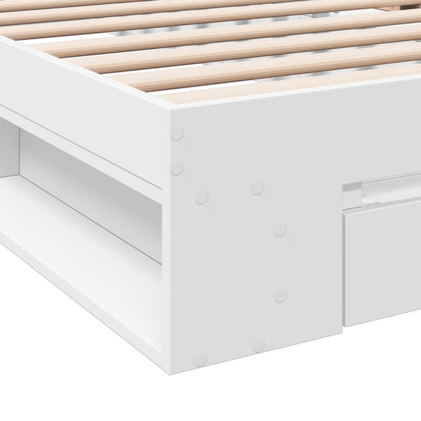 vidaXL Bed Frame with Drawer White 100x200 cm Engineered Wood