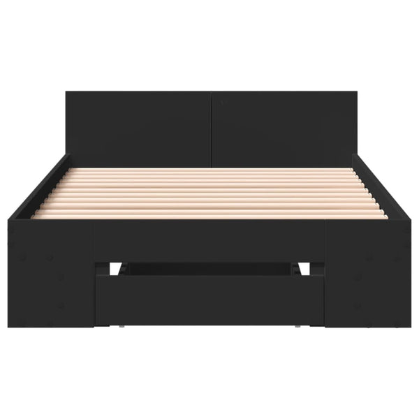 vidaXL Bed Frame with Drawer Black 100x200 cm Engineered Wood
