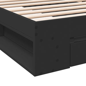 vidaXL Bed Frame with Drawer Black 100x200 cm Engineered Wood