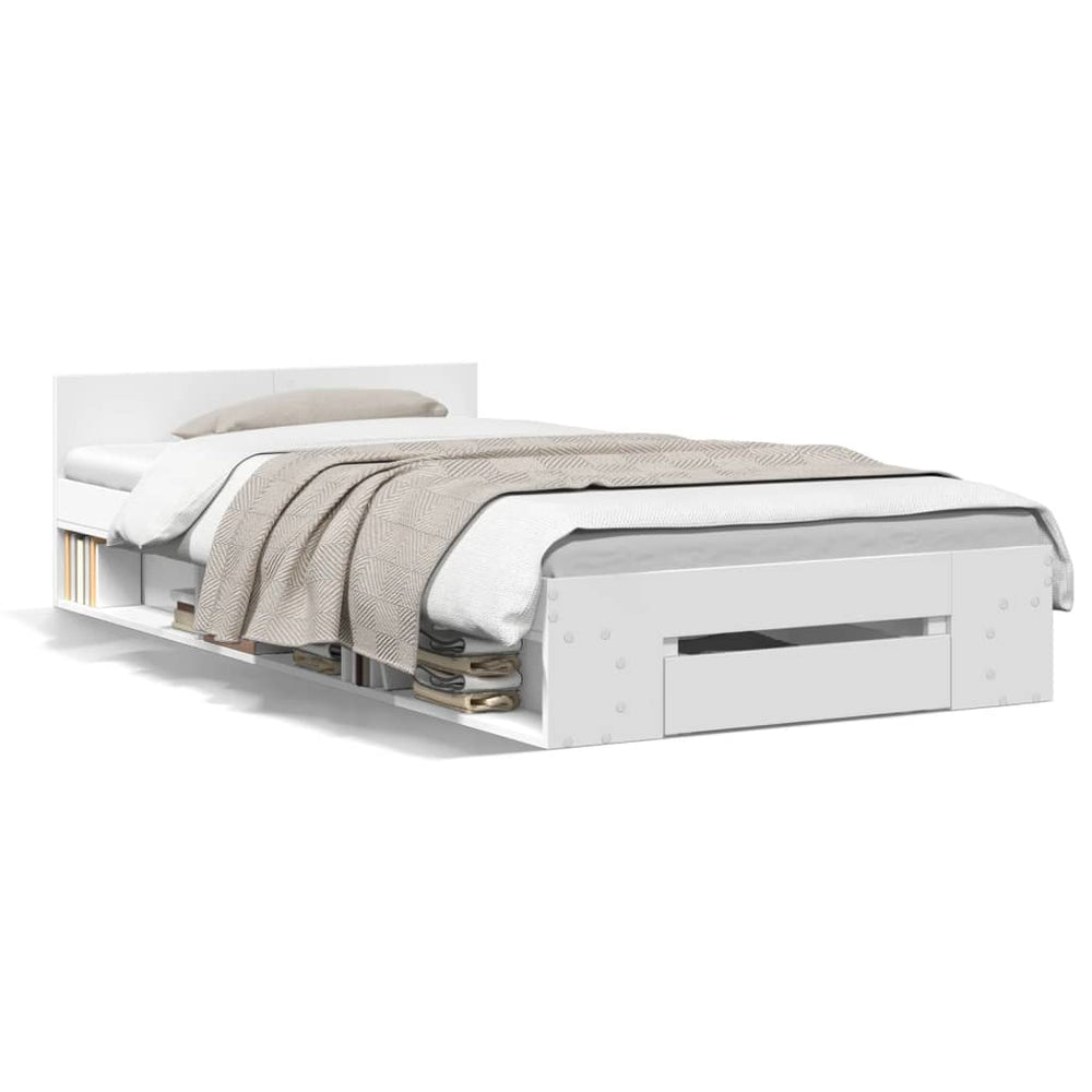 vidaXL Bed Frame with Drawer White 90x200 cm Engineered Wood