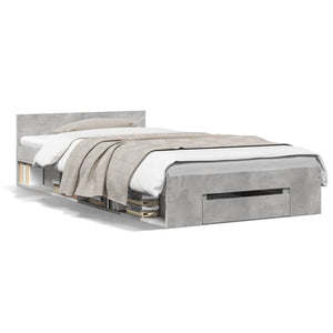 vidaXL Bed Frame with Drawer Concrete Gray 90x200 cm Engineered Wood