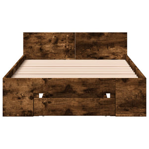 vidaXL Bed Frame with Drawer Smoked Oak 90x200 cm Engineered Wood