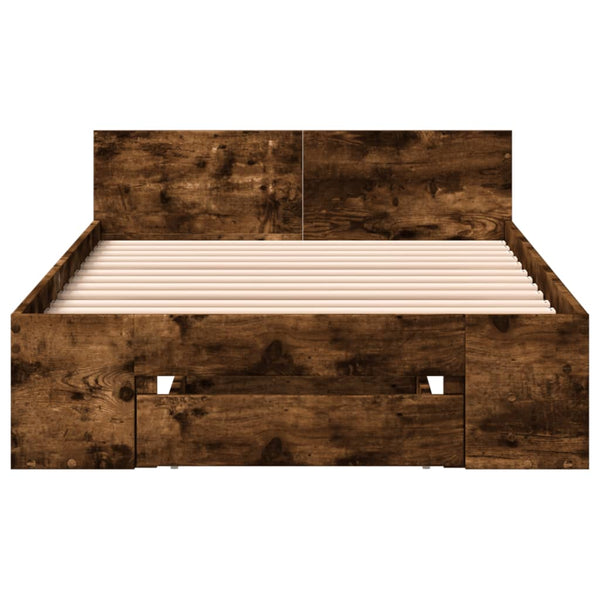 vidaXL Bed Frame with Drawer Smoked Oak 90x200 cm Engineered Wood