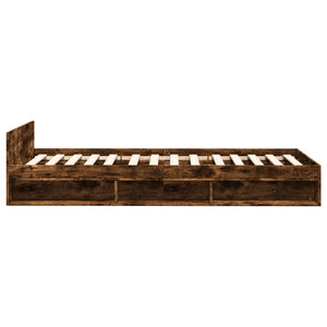 vidaXL Bed Frame with Drawer Smoked Oak 90x200 cm Engineered Wood