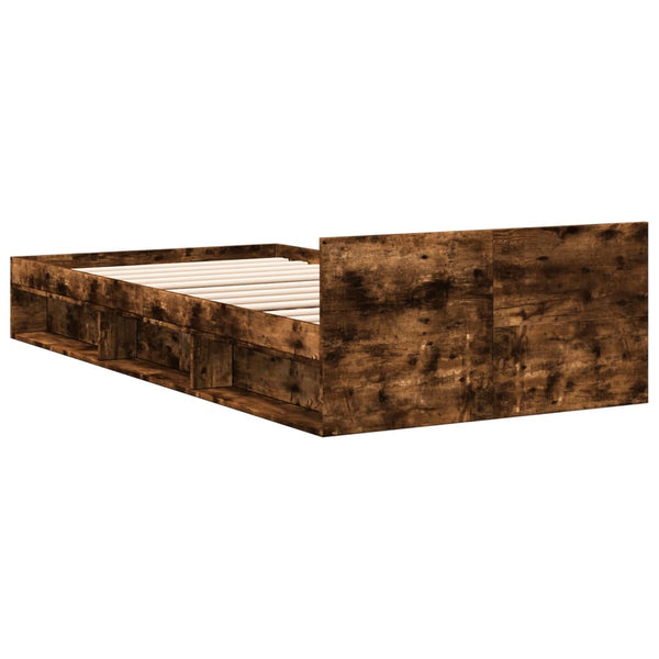 vidaXL Bed Frame with Drawer Smoked Oak 90x200 cm Engineered Wood