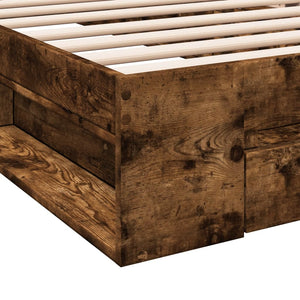 vidaXL Bed Frame with Drawer Smoked Oak 90x200 cm Engineered Wood