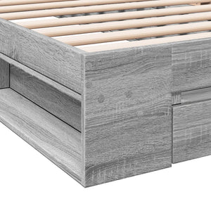 vidaXL Bed Frame with Drawer Grey Sonoma 90x200 cm Engineered Wood