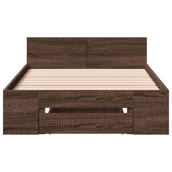 vidaXL Bed Frame with Drawer Brown Oak-Look 90x200 cm