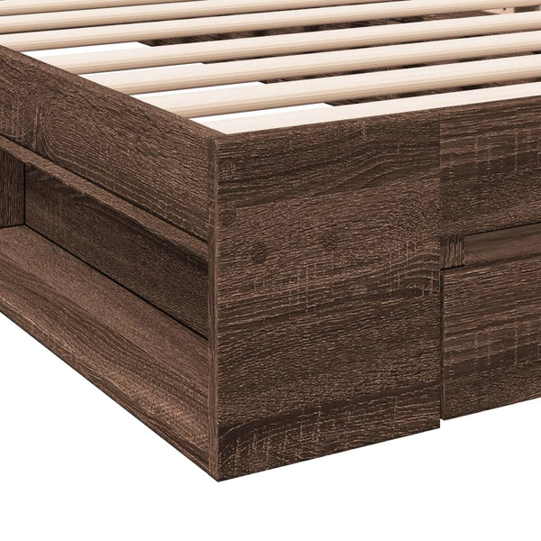 vidaXL Bed Frame with Drawer Brown Oak-Look 90x200 cm