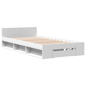vidaXL Bed Frame with Drawer White 75x190 cm Engineered Wood