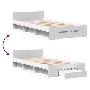 vidaXL Bed Frame with Drawer White 75x190 cm Engineered Wood