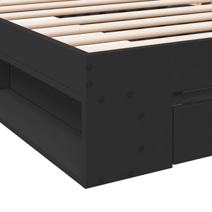 vidaXL Bed Frame with Drawer Black 75x190 cm Engineered Wood
