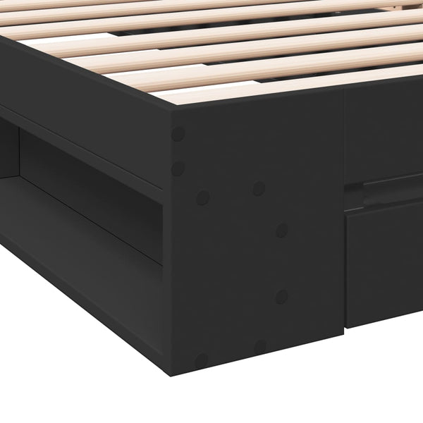 vidaXL Bed Frame with Drawer Black 75x190 cm Engineered Wood