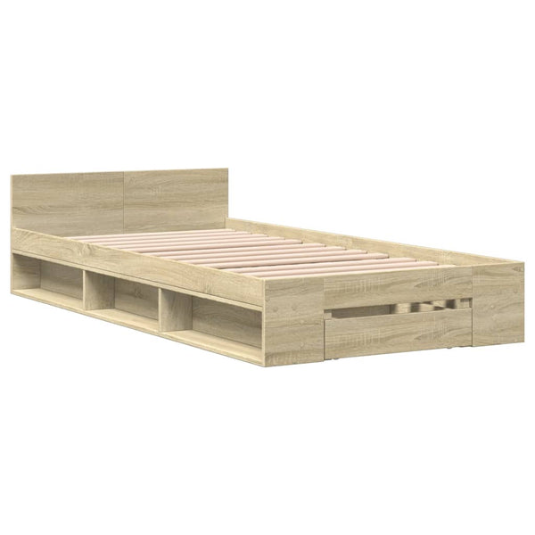 vidaXL Bed Frame with Drawer Sonoma Oak 75x190 cm Engineered Wood
