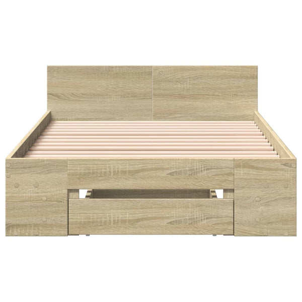 vidaXL Bed Frame with Drawer Sonoma Oak 75x190 cm Engineered Wood