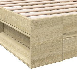 vidaXL Bed Frame with Drawer Sonoma Oak 75x190 cm Engineered Wood