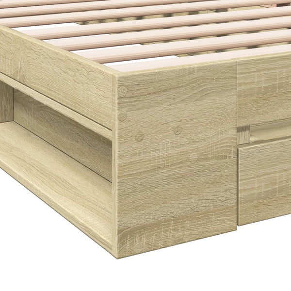 vidaXL Bed Frame with Drawer Sonoma Oak 75x190 cm Engineered Wood