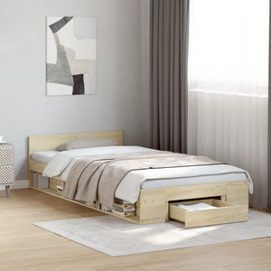 vidaXL Bed Frame with Drawer Sonoma Oak 75x190 cm Engineered Wood