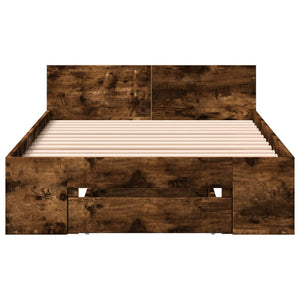 vidaXL Bed Frame with Drawer Smoked Oak 75x190 cm Engineered Wood
