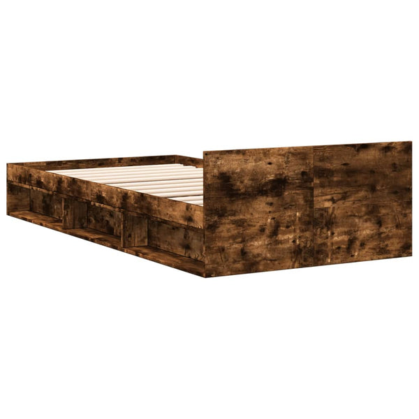 vidaXL Bed Frame with Drawer Smoked Oak 75x190 cm Engineered Wood