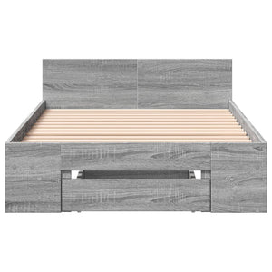 vidaXL Bed Frame with Drawer Sonoma Grey 75x190 cm Engineered Wood