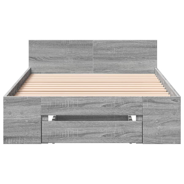 vidaXL Bed Frame with Drawer Sonoma Grey 75x190 cm Engineered Wood
