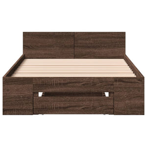 vidaXL Bed Frame with Drawer Brown Oak 75x190 cm Engineered Wood