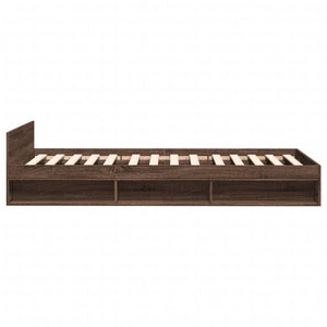 vidaXL Bed Frame with Drawer Brown Oak 75x190 cm Engineered Wood
