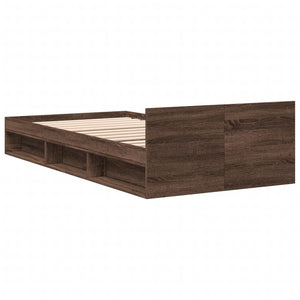 vidaXL Bed Frame with Drawer Brown Oak 75x190 cm Engineered Wood