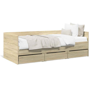 vidaXL Day Bed with Drawers without Mattress Sonoma Oak 100x200 cm