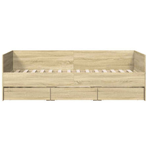vidaXL Day Bed with Drawers without Mattress Sonoma Oak 100x200 cm