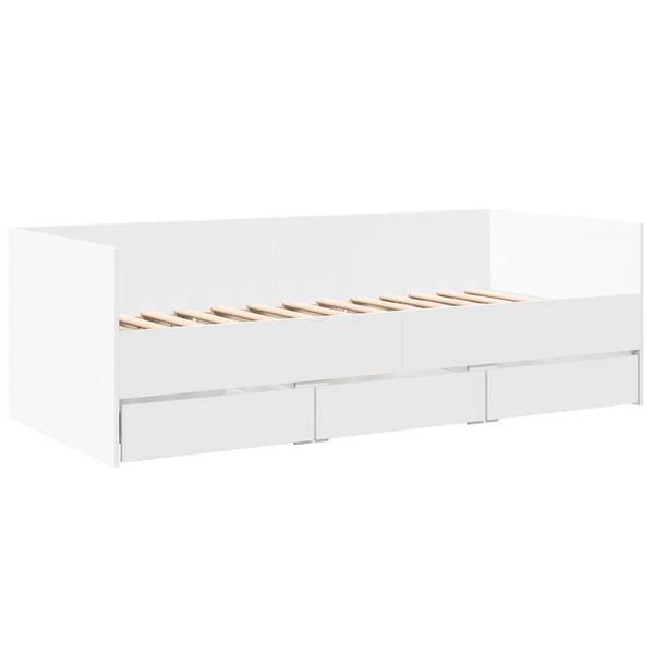 vidaXL Daybed with Drawers without Mattress White 90x200 cm