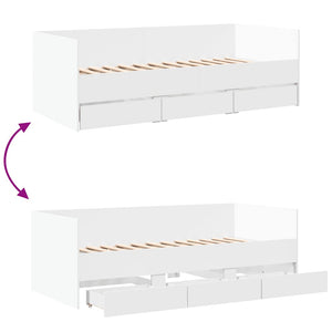 vidaXL Daybed with Drawers without Mattress White 90x200 cm