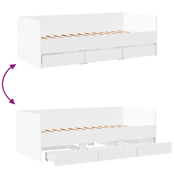 vidaXL Daybed with Drawers without Mattress White 90x200 cm