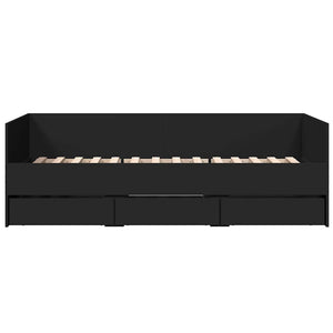 vidaXL Day Bed with Drawers, No Mattress, Black 90x200 cm