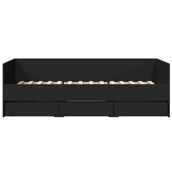 vidaXL Day Bed with Drawers, No Mattress, Black 90x200 cm