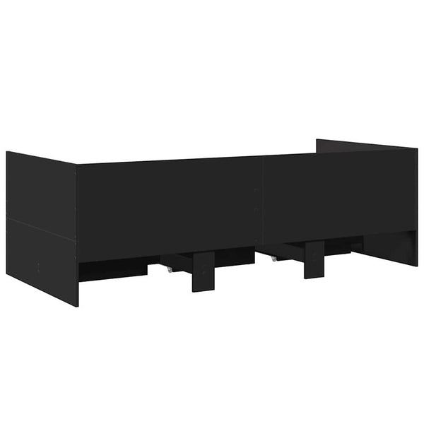 vidaXL Day Bed with Drawers, No Mattress, Black 90x200 cm