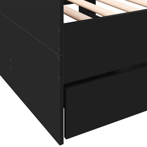 vidaXL Day Bed with Drawers, No Mattress, Black 90x200 cm