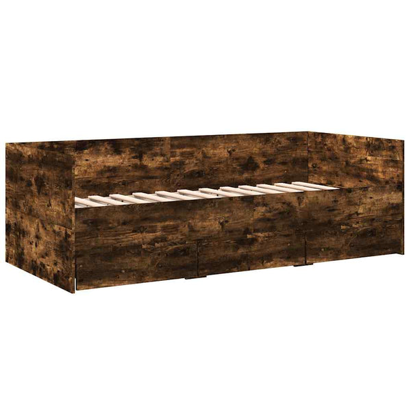 vidaXL Day Bed with Drawers without Mattress Smoked Oak 90x190 cm